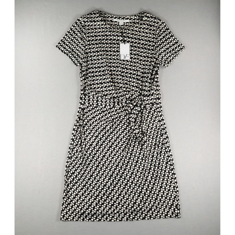 Diane von Furstenberg NWT Womens Zoe Dress Cascade Dot Black Silk Size 14